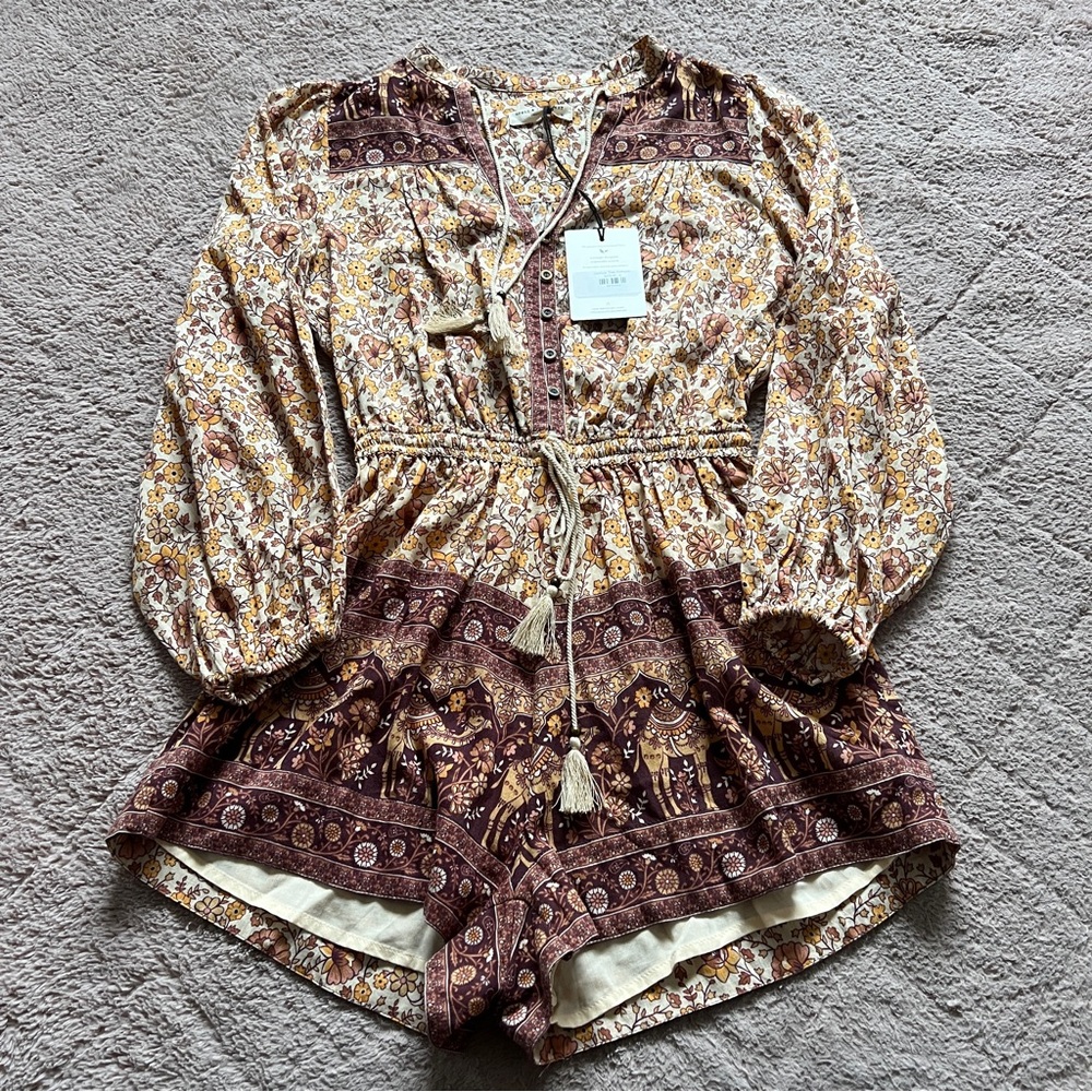 NWT Spell & The Gypsy Joshua Tree Romper Boho Paisley Peasant Cottage Sz XS